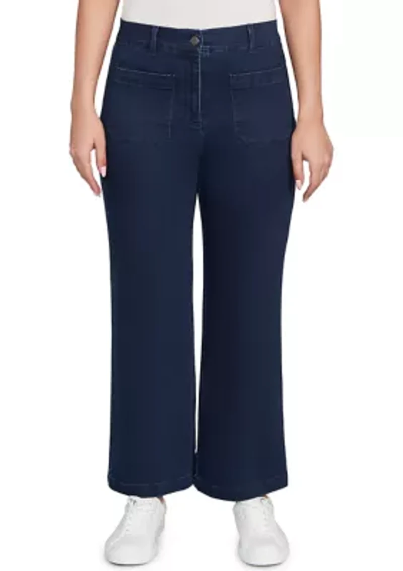 Petite Terry Denim Wide Leg Jeans