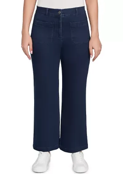 Petite Terry Denim Wide Leg Jeans