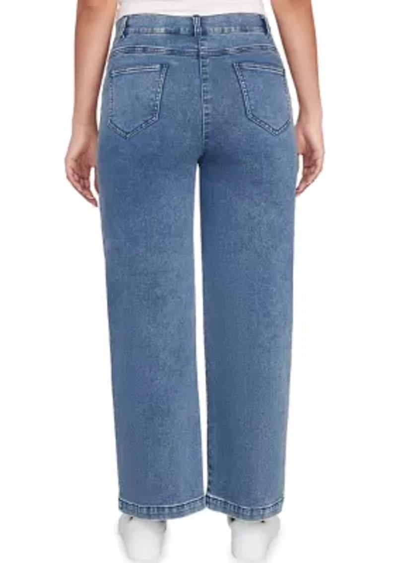 Petite Terry Denim Wide Leg Jeans