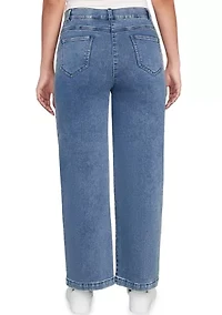 Petite Terry Denim Wide Leg Jeans