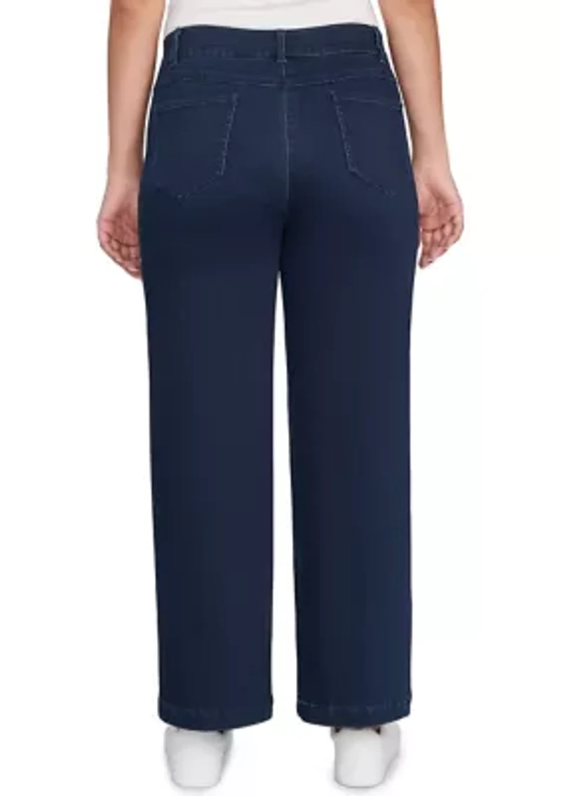 Petite Terry Denim Wide Leg Jeans