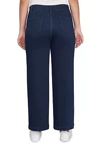 Petite Terry Denim Wide Leg Jeans