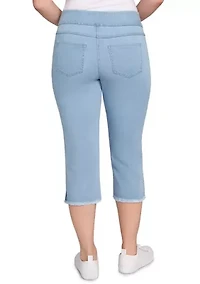 Petite Tencel™ Stretch Denim Fringe Hem Capri Pants