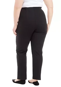 Plus Solid Seamed Ponte Pants