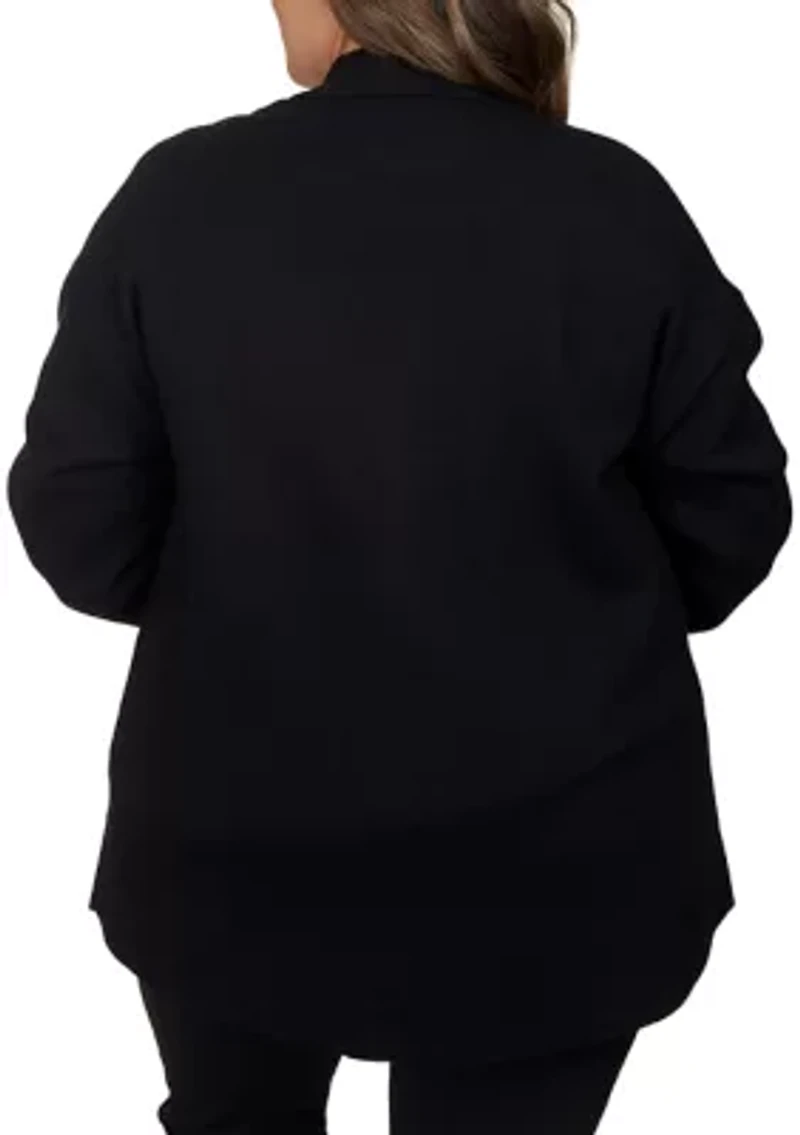 Plus Solid "Shacket" Sweater Jacket