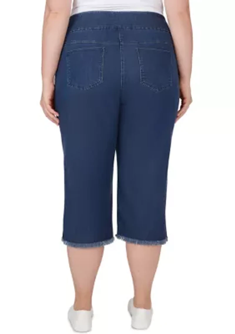 Plus Pull On Denim Stretch Clamdigger Pants