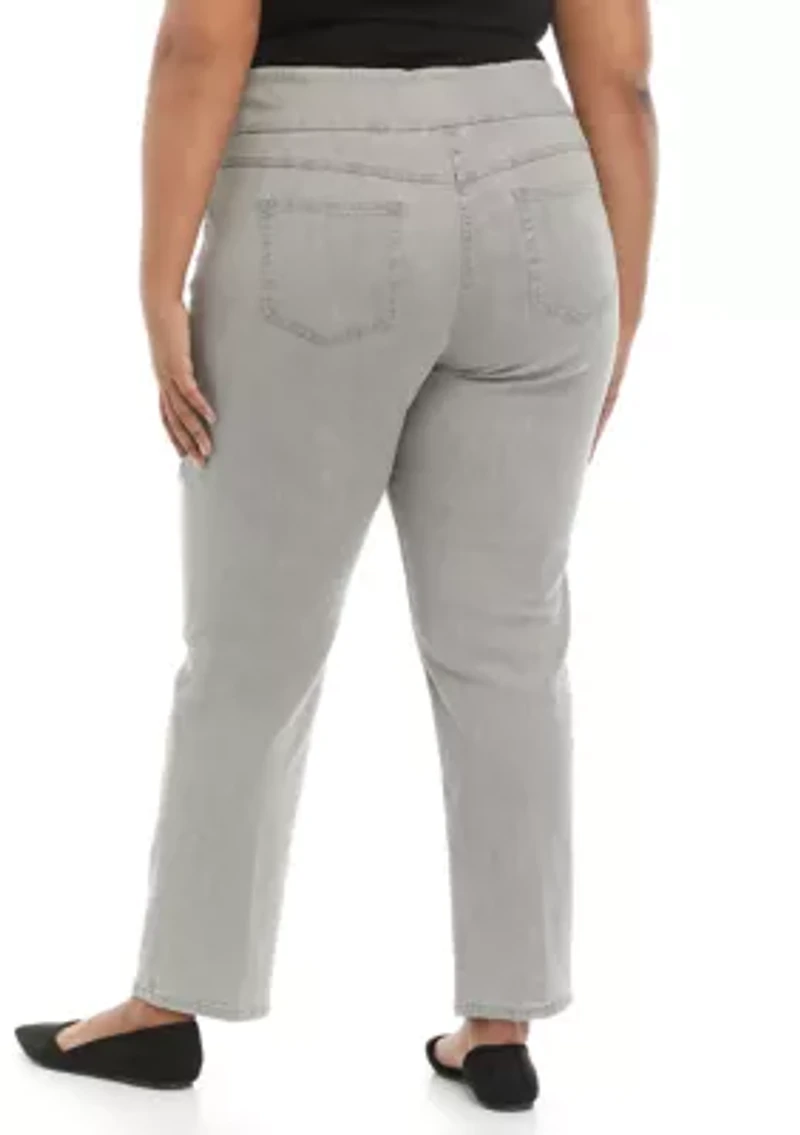 Plus Pullover Stretch Denim Pants - Average Length