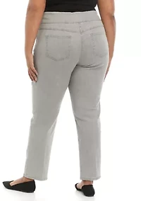 Plus Pullover Stretch Denim Pants - Average Length