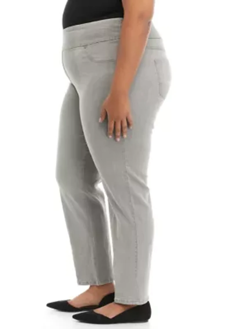 Plus Pullover Stretch Denim Pants - Average Length
