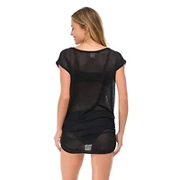 GF816 BOATNECK DRESS WITH SIDE SHIRRING