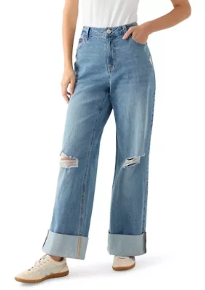 Women's Wide-Leg High Cuff Jeans