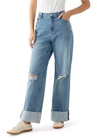 Women's Wide-Leg High Cuff Jeans