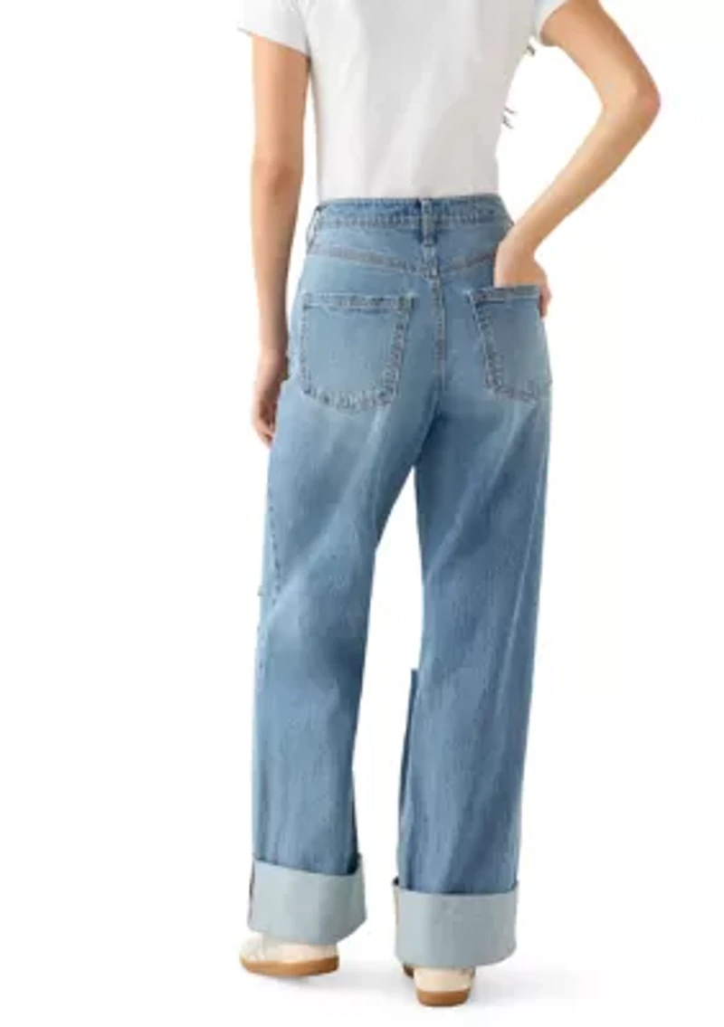 Women's Wide-Leg High Cuff Jeans