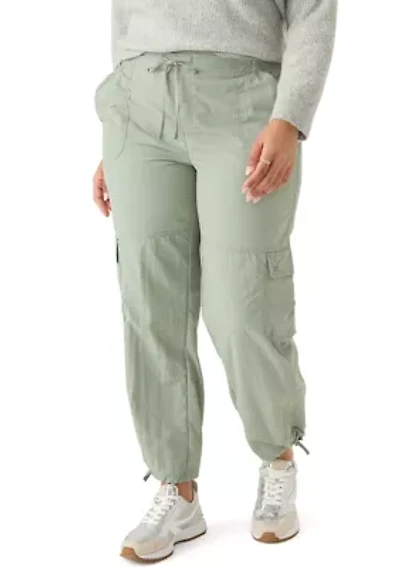 Plus Ribbed Waist Cargo Pants