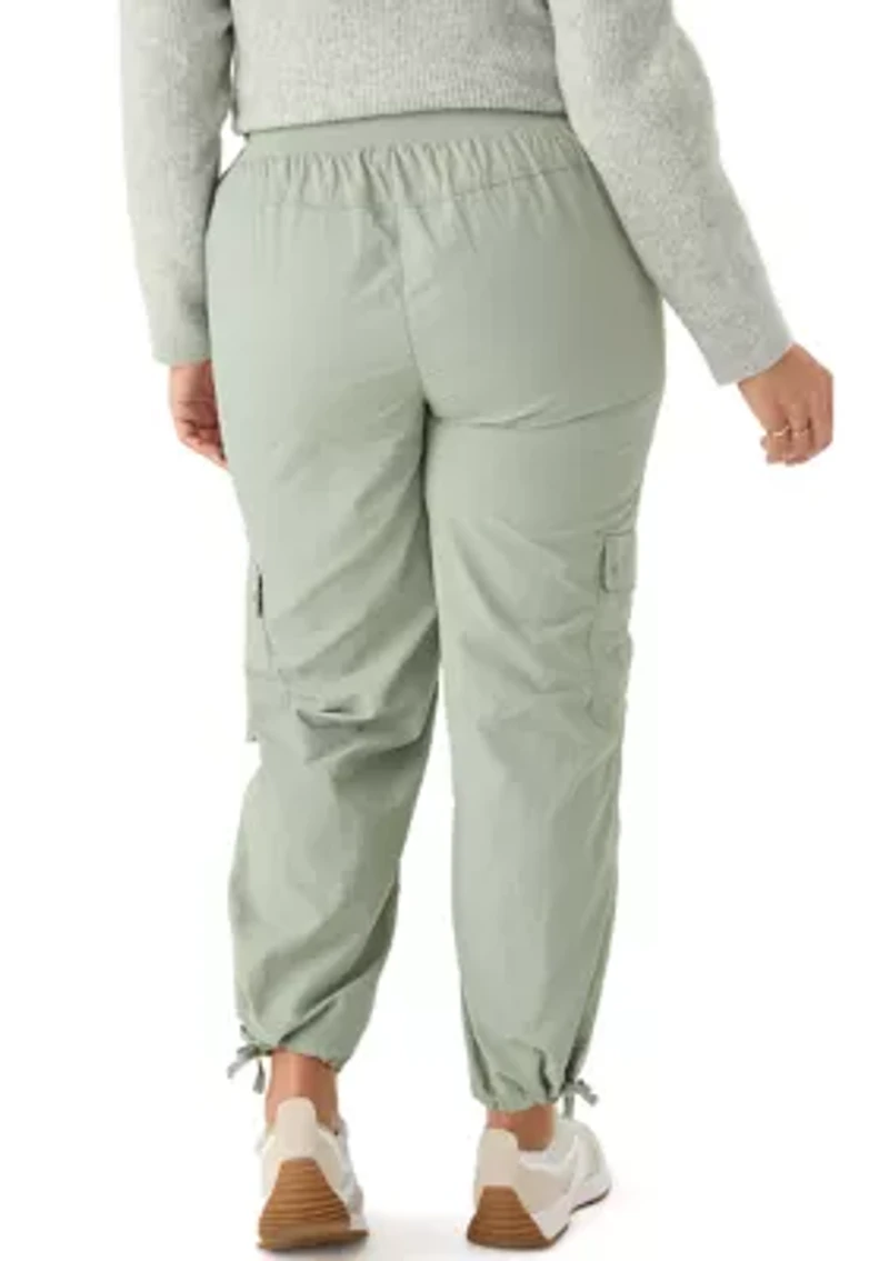 Plus Ribbed Waist Cargo Pants