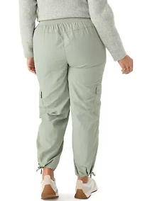 Plus Ribbed Waist Cargo Pants