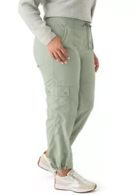 Plus Ribbed Waist Cargo Pants