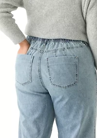 Plus Slouchy Elastic Back Wide Leg Jeans