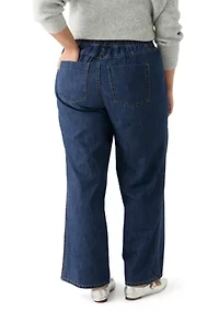 Plus Slouchy Elastic Back Wide Leg Jeans