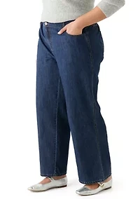 Plus Slouchy Elastic Back Wide Leg Jeans