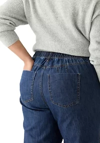 Plus Slouchy Elastic Back Wide Leg Jeans