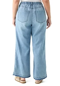 Plus Elastic Back Wide Leg Jeans