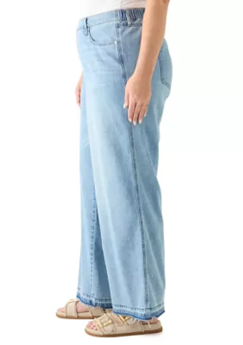 Plus Elastic Back Wide Leg Jeans
