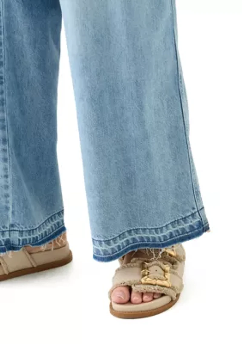 Plus Elastic Back Wide Leg Jeans