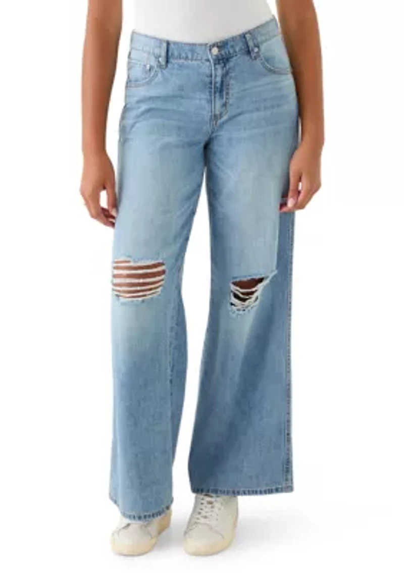 Women's Elastic Back Wide Leg Jeans