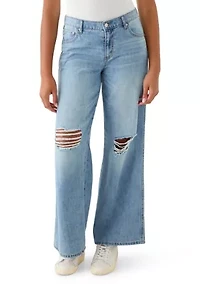 Women's Elastic Back Wide Leg Jeans
