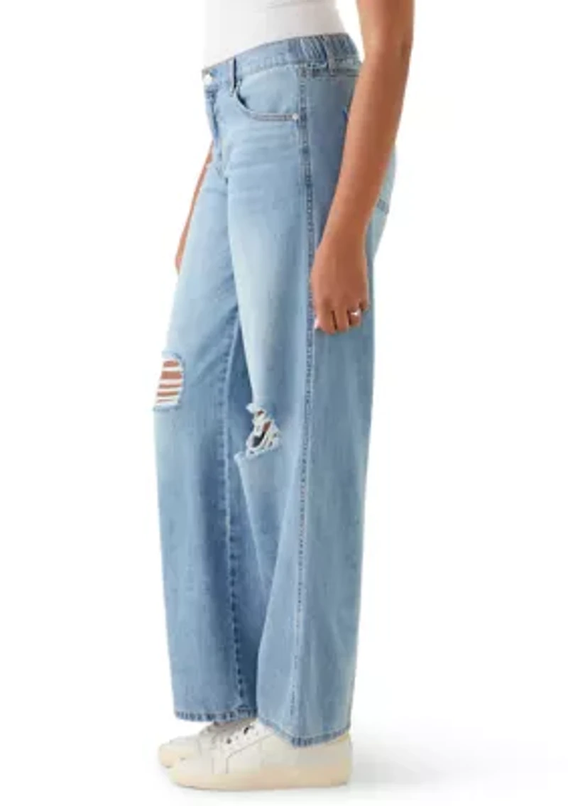 Women's Elastic Back Wide Leg Jeans