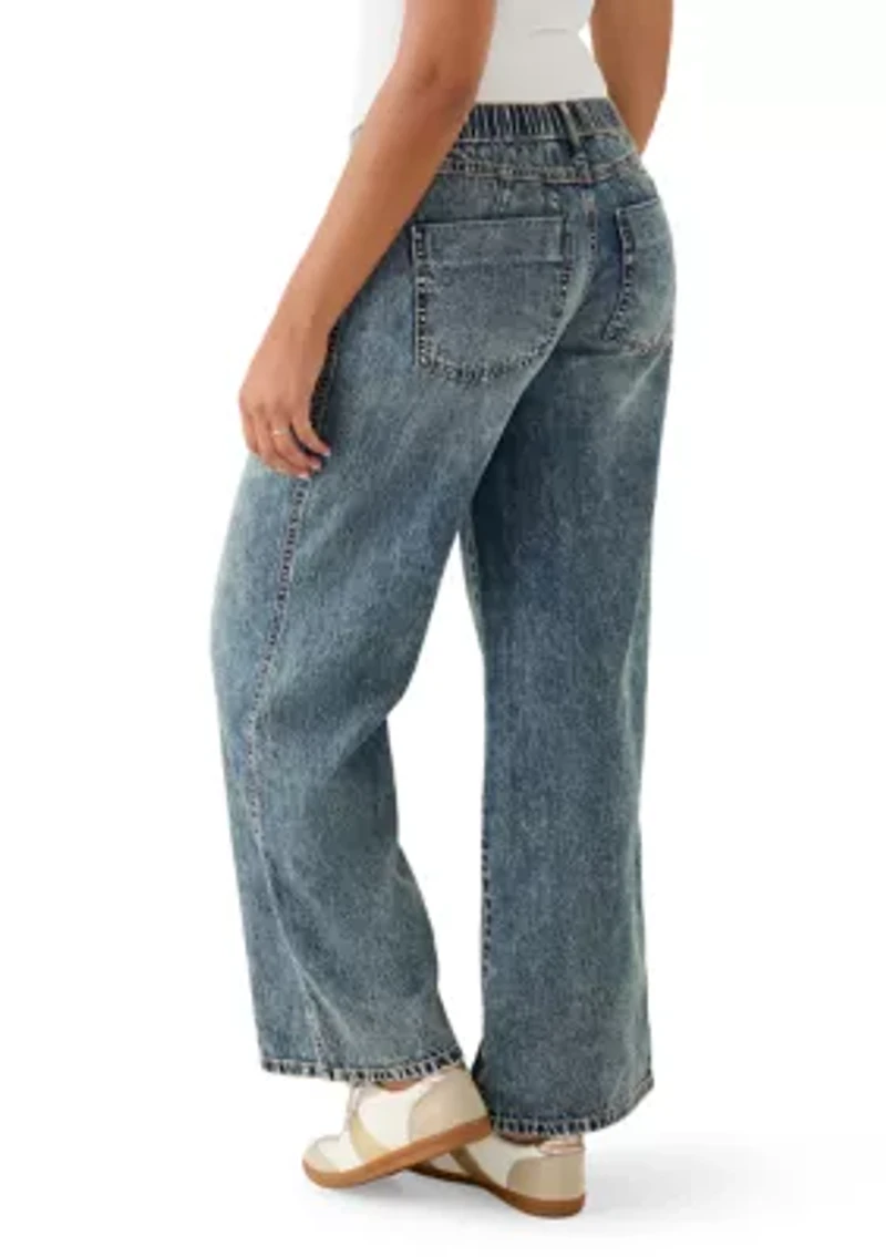 Women's Elastic Back Wide Leg Jeans