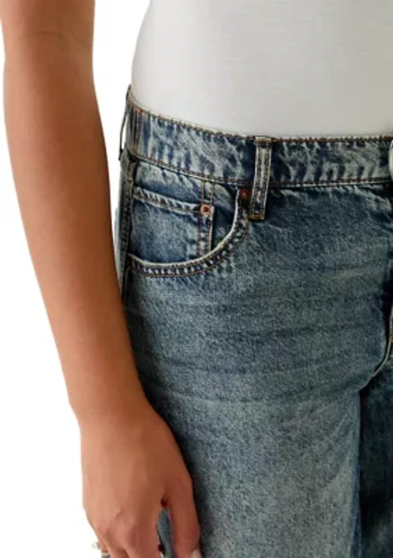 Women's Elastic Back Wide Leg Jeans