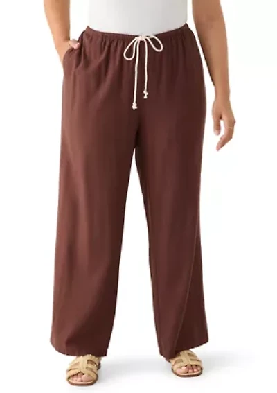 Plus Solid Linen Pants