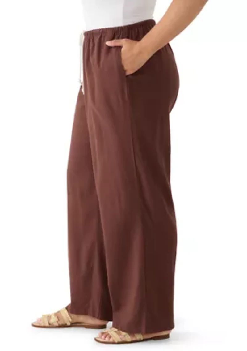 Plus Solid Linen Pants