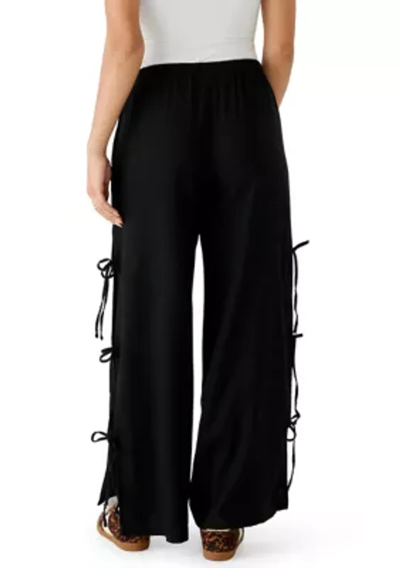 Women's Side Tie Pull On Linen Pants