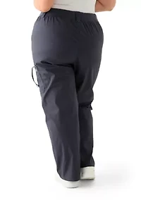 Plus Ribbed Waist Poplin Utility Pants