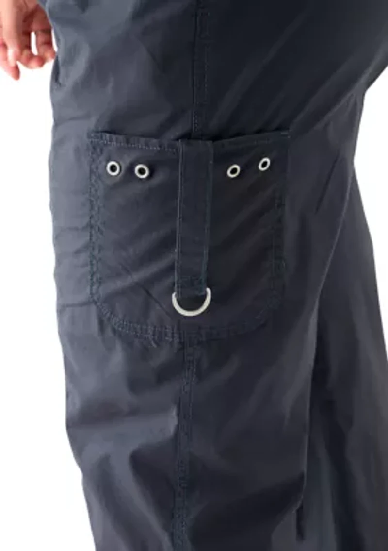 Plus Ribbed Waist Poplin Utility Pants