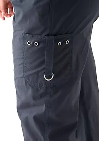 Plus Ribbed Waist Poplin Utility Pants