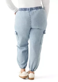 Plus Cozy Denim Cargo Joggers