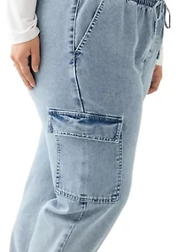 Plus Cozy Denim Cargo Joggers