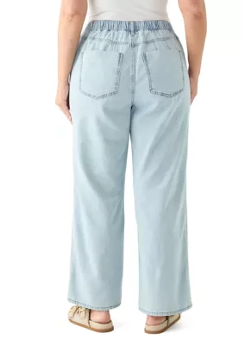 Plus Elastic Back Wide Leg Jeans