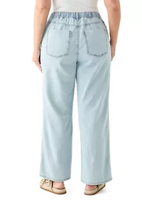 Plus Elastic Back Wide Leg Jeans
