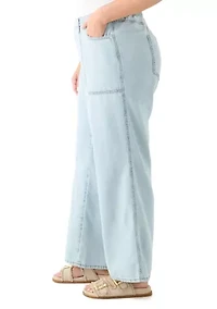 Plus Elastic Back Wide Leg Jeans