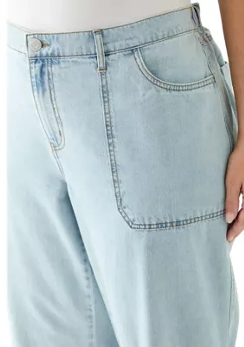 Plus Elastic Back Wide Leg Jeans