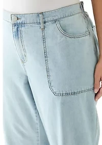 Plus Elastic Back Wide Leg Jeans