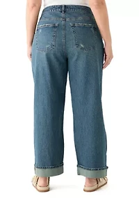 Plus Cuffed Wide Leg Jeans