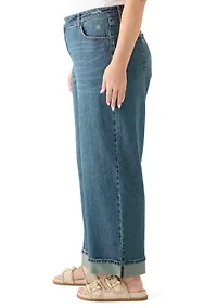 Plus Cuffed Wide Leg Jeans