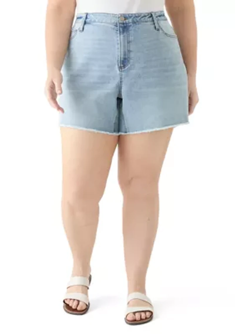 Plus Frayed Hem Longline Shorts
