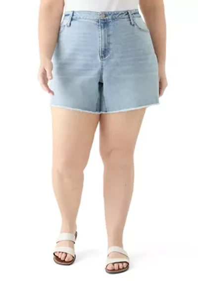 Plus Frayed Hem Longline Shorts